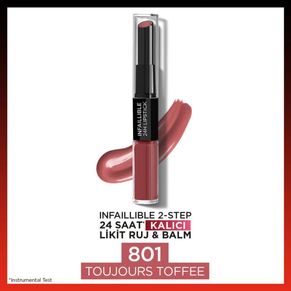 L'Oréal Paris Infaillible 2-Step 24 Saat Kalıcı Likit Ruj & Balm - 801 Toujours Toffee ürün görseli 1