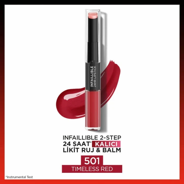 L'oréal Paris Infaillible 2-Step 24 Saat Kalıcı Likit Ruj & Balm - 501 Timeless Red ürün görseli 1