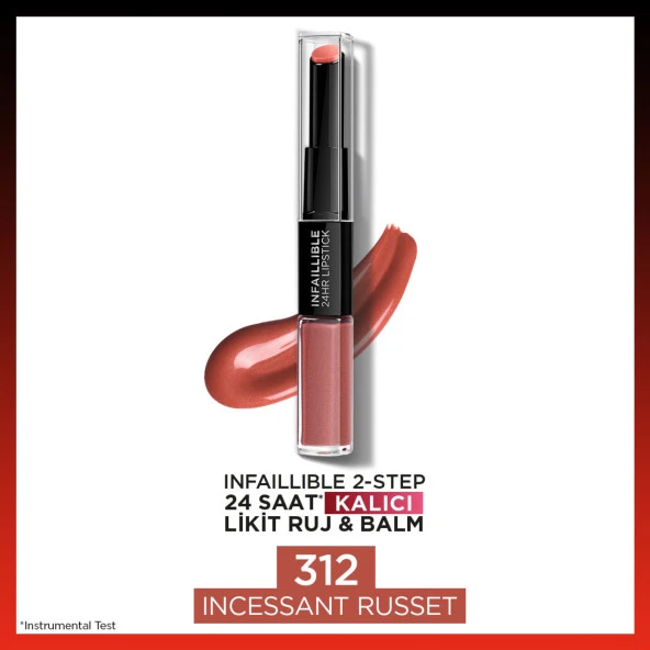 L'Oréal Paris Infaillible 2-Step 24 Saat Kalıcı Likit Ruj & Balm - 312 Incessant Russet ürün görseli 1