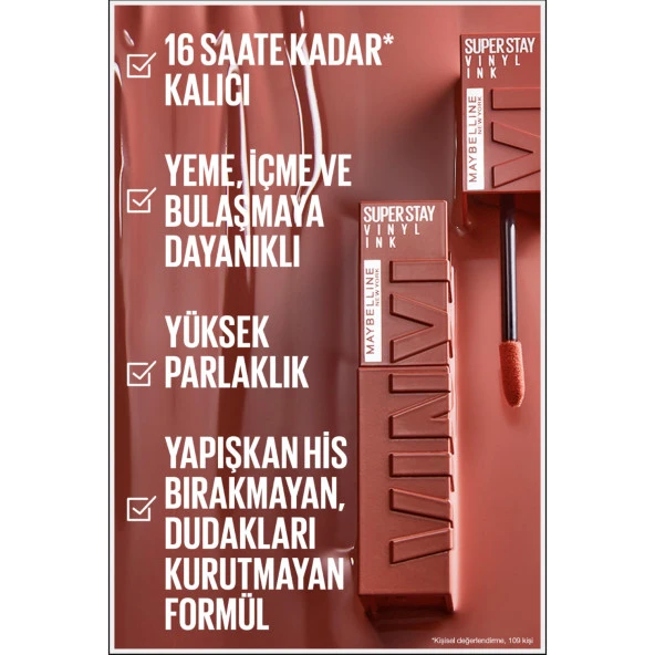 Maybelline New York Super Stay Vinyl Ink Uzun Süre Kalıcı Likit Parlak Ruj 110 Awestruck ürün görseli 1
