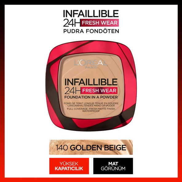 L'Oréal Paris Infaillible 24H Fresh Wear Pudra Fondöten 140 Golden Beige ürün görseli 1