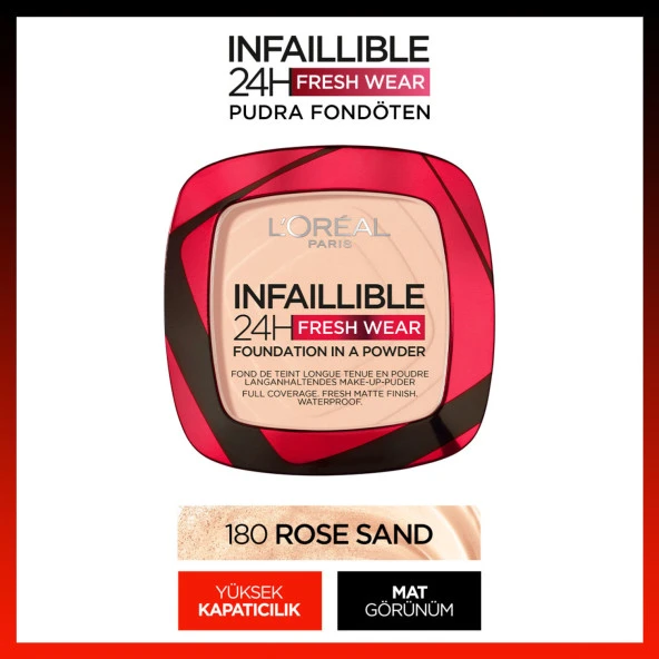L'Oréal Paris Infaillible 24H Fresh Wear Pudra Fondöten 180 Rose Sand ürün görseli 1