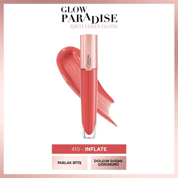 L'Oréal Paris Glow Paradise Balm in Gloss - Işıltı Veren Parlatıcı 410 I Inflate ürün görseli 1
