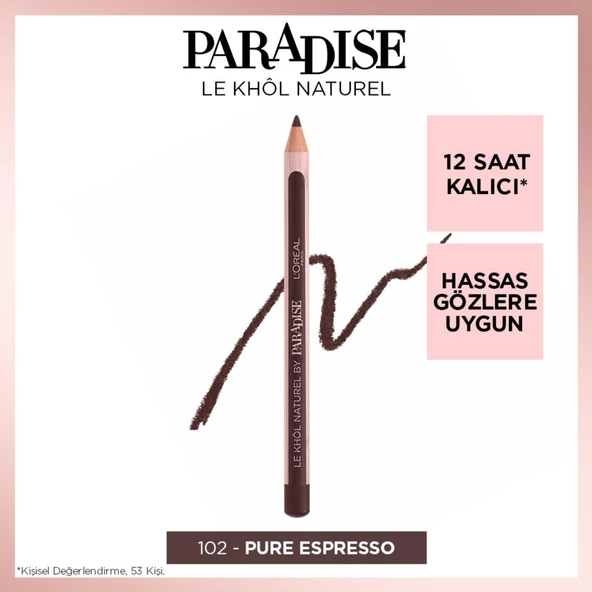 L'Oréal Paris Paradise Le Khol Kahverengi Göz Kalemi 102 Pure Espresso ürün görseli 1