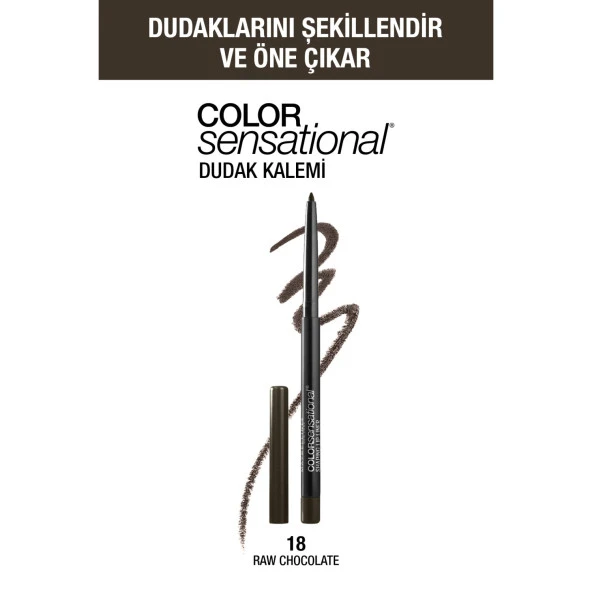 Maybelline New York Color Sensational Dudak Kalemi - 18 Raw Chocolate (Kahverengi) ürün görseli 1