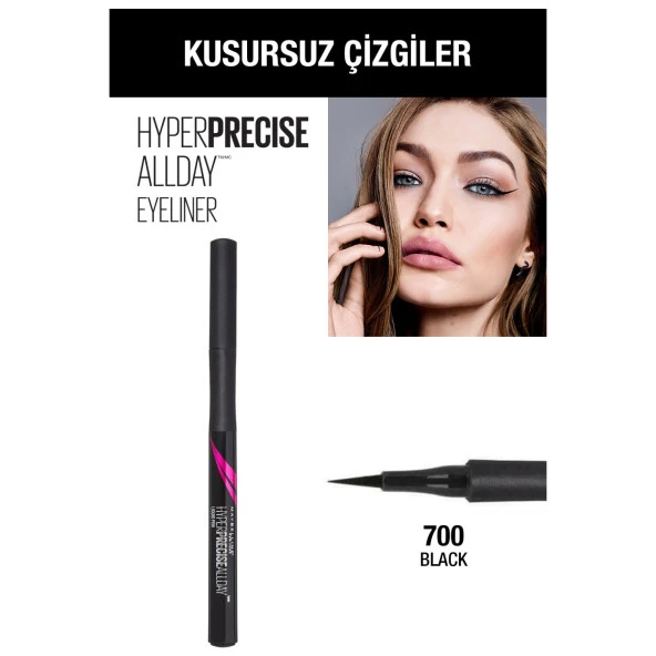 Maybelline New York Hyper Precise All Day Eyeliner - 700 Black - Siyah ürün görseli 1