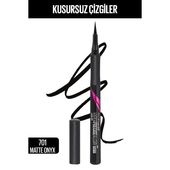 Maybelline New York Hyper Precise All Day Eyeliner - 701 Matte Onyx - Mat Siyah ürün görseli 1