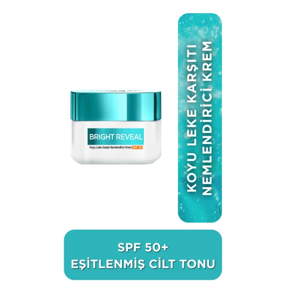 L'Oreal Paris Bright Reveal Koyu Leke Karşıtı, Cilt Tonu Eşitleyici Spf50 Nemlendirici Krem Niasinamid 50ml ürün görseli 1