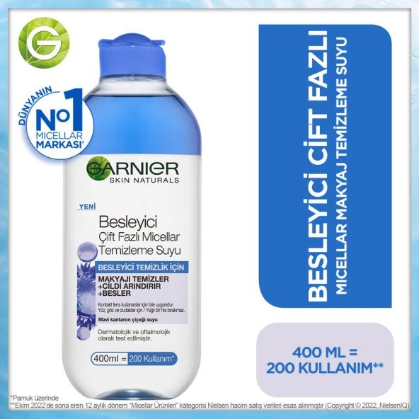 Garnier Besleyici Mavi Çift Fazlı Micellar Temizleme Suyu 400ML ürün görseli 1