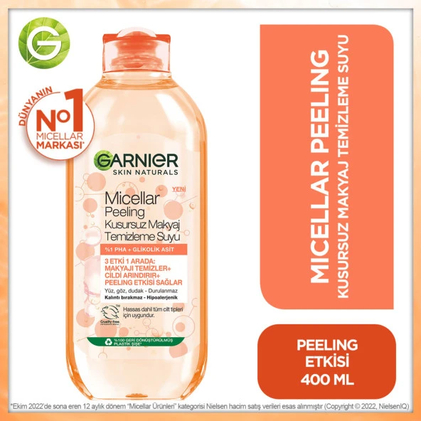 Garnier Micellar Peeling Kusursuz Makyaj Temizleme Suyu 400 ML ürün görseli 1