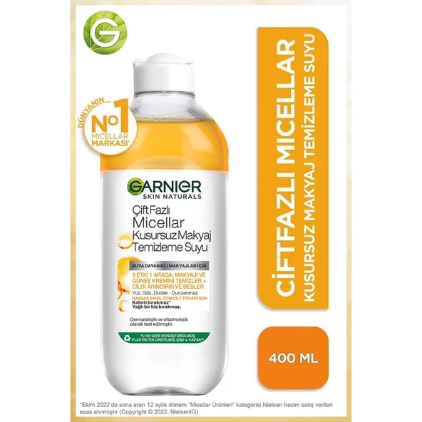 Garnier Çift Fazlı Micellar Kusursuz Temizleme Suyu 400 ml ürün görseli 1