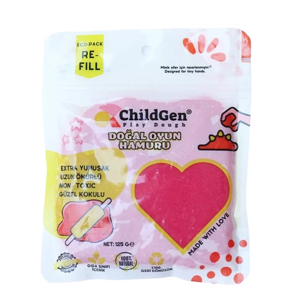 ChildGen Doğal Oyun Hamuru Ecopack 125 gr Pembe ürün görseli 1