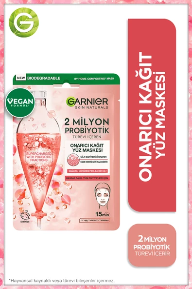 Garnier 2 Milyon Probiyotik Türevi İçeren Onarıcı Kağıt Yüz Maskesi ürün görseli 1