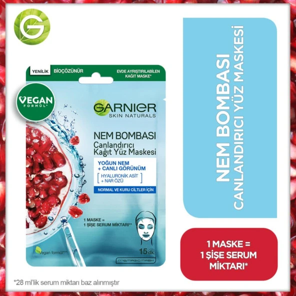 Garnier Nem Bombası Canlandırıcı Kağıt Maske 32GR ürün görseli 1