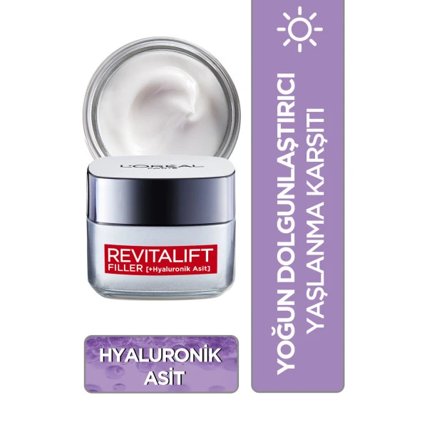L'Oréal Paris Revitalift Filler Yoğun Dolgunlaştırıcı Yaşlanma Karşıtı Gündüz Kremi 50ml - Hyaluronik Asit ürün görseli 1