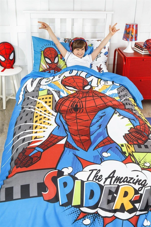 Özdilek Tek Kişilik Lisanslı Ranforce Kapitone Nevresim Takımı Spiderman Newyork Mavi ürün görseli 1
