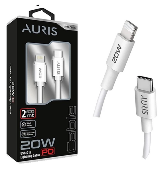 Auris ARS-CB45 20W 2 Metre Type-C To Lightning Data Ve Şarj Kablosu 2M ürün görseli 1