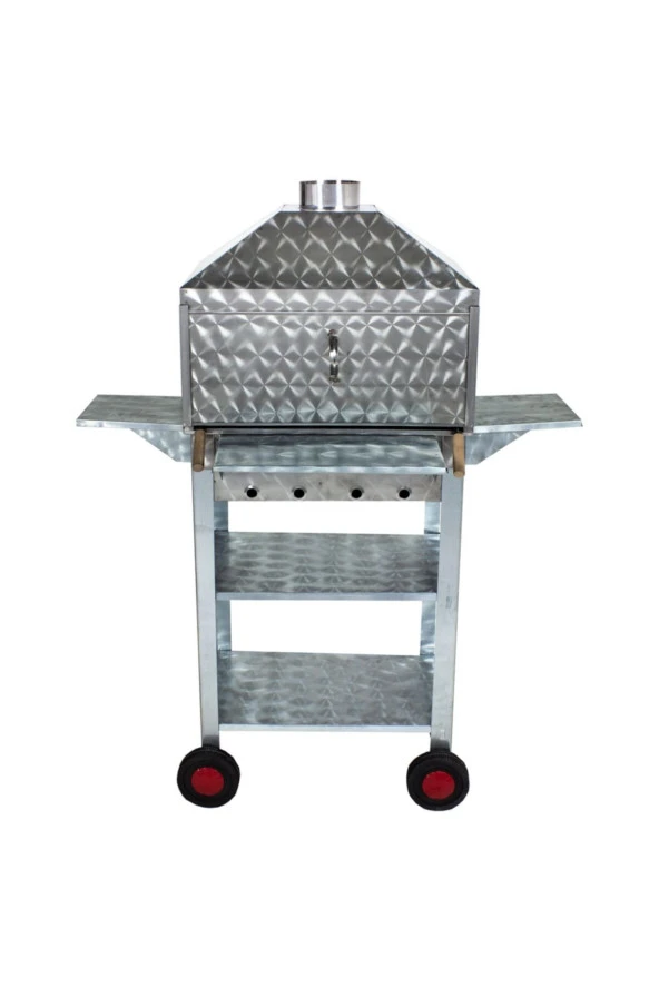 Mth-28 Lüx Davlumbazlı Kapaklı Bacalı Maltız Izgaralı Mangal (4 Tekerlekli) ürün görseli 1