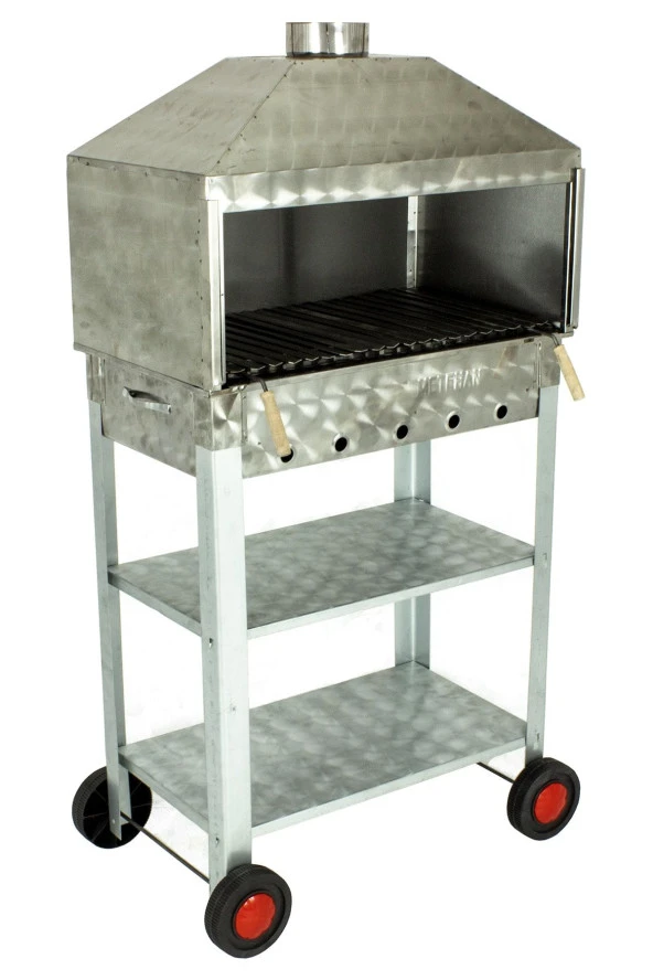 Davlumbazlı Bacalı Lamaızgaralı Krom Mangal (4 Tekerlekli) Mth-243 ürün görseli 1