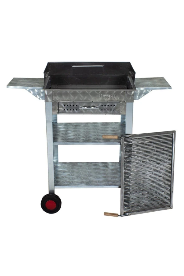 Mth-46 Battal Boy Kanatlı Çekmeceli Pervazlı Maltız Izgaralı Mangal (2 Tekerlekli) ürün görseli 1