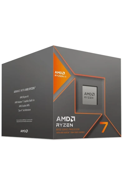 AMD Ryzen 7 8700F 4.10GHz 16MB AM5 BOX İşlemci (Grafik Kart YOK, Fan VAR) ürün görseli 1