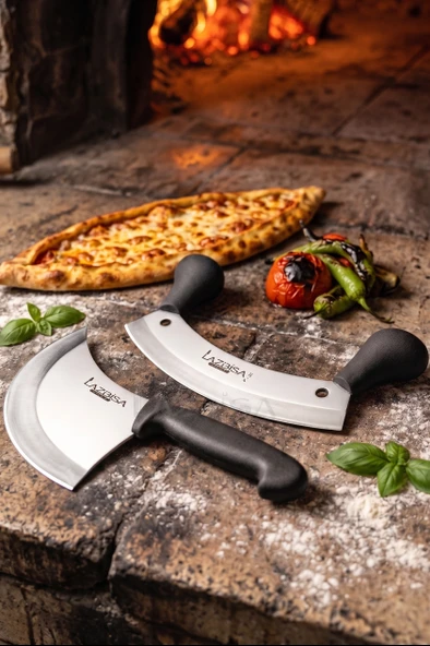 Silver Serisi 2 li Mutfak Bıçağı Börek Pizza Bıçağı Pide Salata Kıyma Mutfak Bıçak Siyah Sap ( Mft-460 ) ürün görseli 1