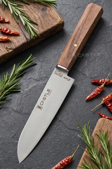 Elit Serisi Mini Santoku Ceviz Sap Uzak Doğu Mutfak Şef Bıçağı Et Sebze Salata Şef Bıçak LRG-746 ürün görseli 1