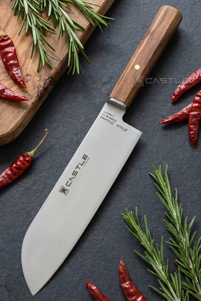 Elit Serisi Santoku Ceviz Sap Uzak Doğu Mutfak Şef Bıçağı Et Ekmek Sebze Salata Şef Bıçak LZG-107 ürün görseli 1