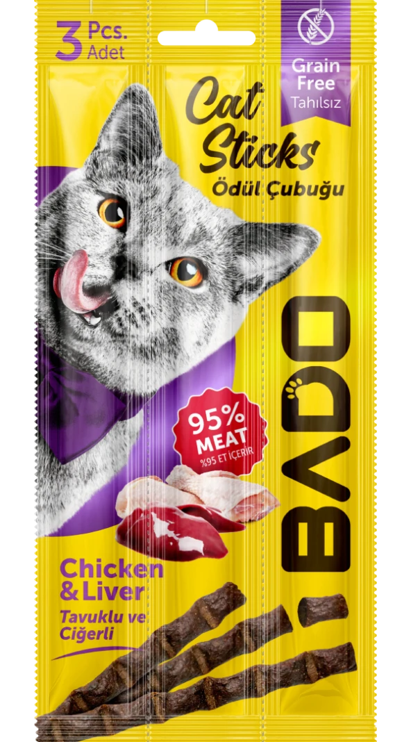 Bado Kedi Ödül Çubuğu Tavuk ve Ciğerli 3x5gr ürün görseli 1