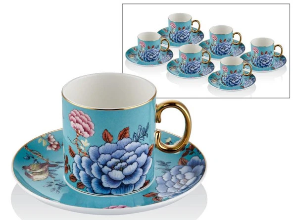 Lamedore Floral Blue 6 Parça Çay Fincan Seti 1LIN-TC063 ürün görseli 1