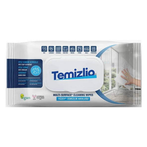 Temizlio İz Bırakmaz Yüzey Temizlik Havlusu Karbonat & Beyaz Sirke 100 Yaprak ürün görseli 1