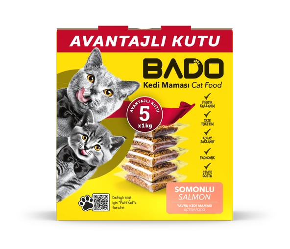 Bado Yavru Kedi Maması Somonlu 5x1kg ürün görseli 1