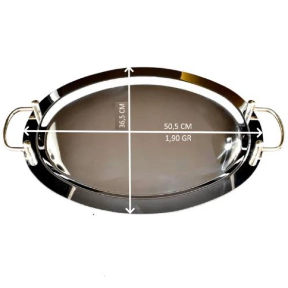 PASTALAND 50,5 CM ÇELİK TUTMALI BÜYÜK OVAL TEPSİ ürün görseli 1