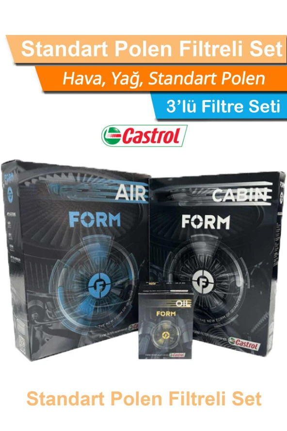 Audi Q3 2.0 TDI Dizel CASTROL FORM Filtre Bakım Seti 2012-2014 Hava+Yağ+Standart Polen ürün görseli 1