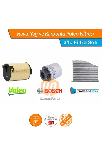 Jetta 1.2 1.4 TSI Filtre Seti Valeo Bosch Wbn Karbonlu 2011-2015 ürün görseli 1