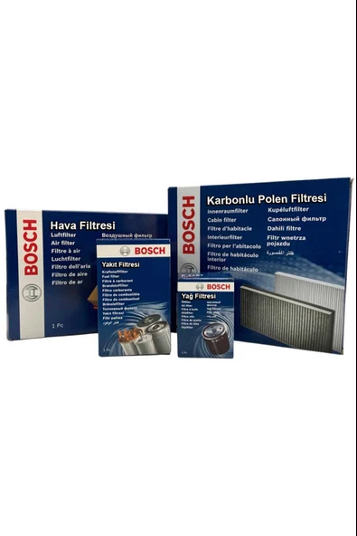 VW Golf 4 1.8 Benzinli Bosch Filtre Bakım Seti 1998-2002 Hava+Yağ+Yakıt+Karbonlu Polen ürün görseli 1