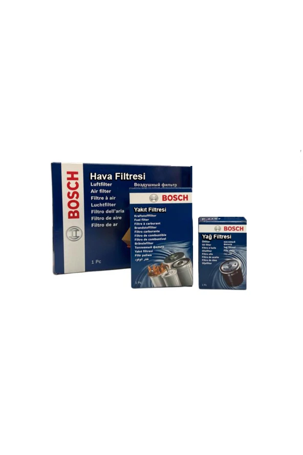 VW Transporter T4 1.9 TD Bosch Filtre Bakım Seti 1997-2002 Hava+Yağ+Yakıt Filtresi ürün görseli 1