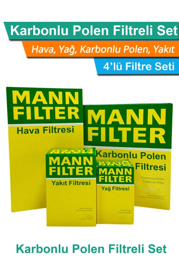 Citroen C5 1.6 HDI Dizel MANN Filtre Bakım Seti 2005-2008 Hava+Yağ+Yakıt+Karbonlu Polen ürün görseli 1