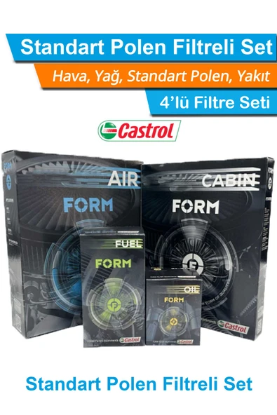 Skoda Octavia 1.6 TDI Dizel CASTROL FORM Filtre Bakım Seti 2010-2012 Hava+Yağ+Yakıt+Standart Polen ürün görseli 1