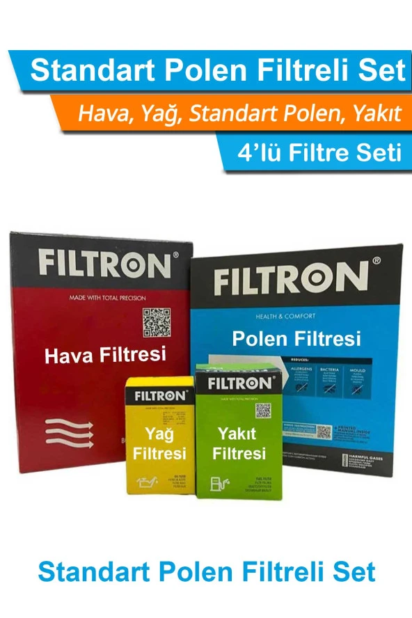 VW Bora 1.6 8V Benzinli Mann Filtron Filtre Bakım Seti 1999-2005 Hava+Yağ+Yakıt+Standart Polen ürün görseli 1