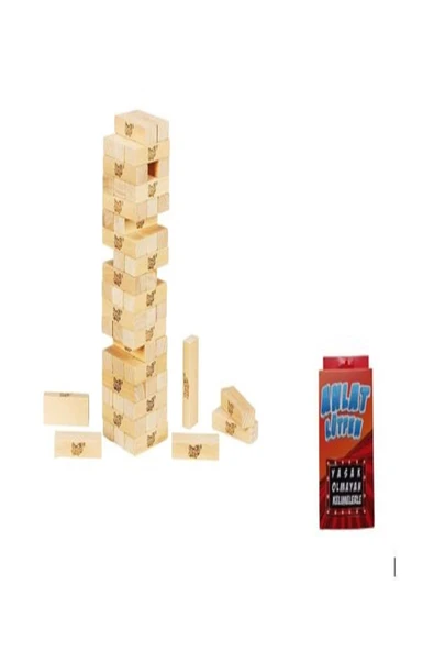 Denge Oyunu Jenga Ve Anlat Lütfen Tabu Kartları Anlat Bakalım ürün görseli 1