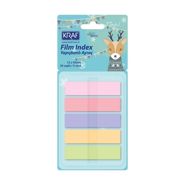 Kraf Index Film (PP) Pop-Up 5 Renk x 30 yp 12x45 mm Pastel Renkler 51248-2 ürün görseli 1