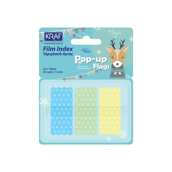 Kraf Index Film (PP) Pop-Up 3 Renk x 20 yp 42x19 mm Pastel Puantiyeli 4219-2 ürün görseli 1