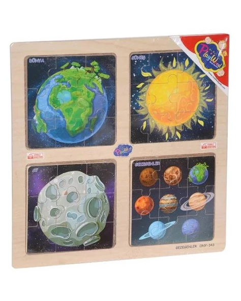 Playwood Ahşap Eğitici 4 lü Puzzle Gezegenler Ony343 ürün görseli 1