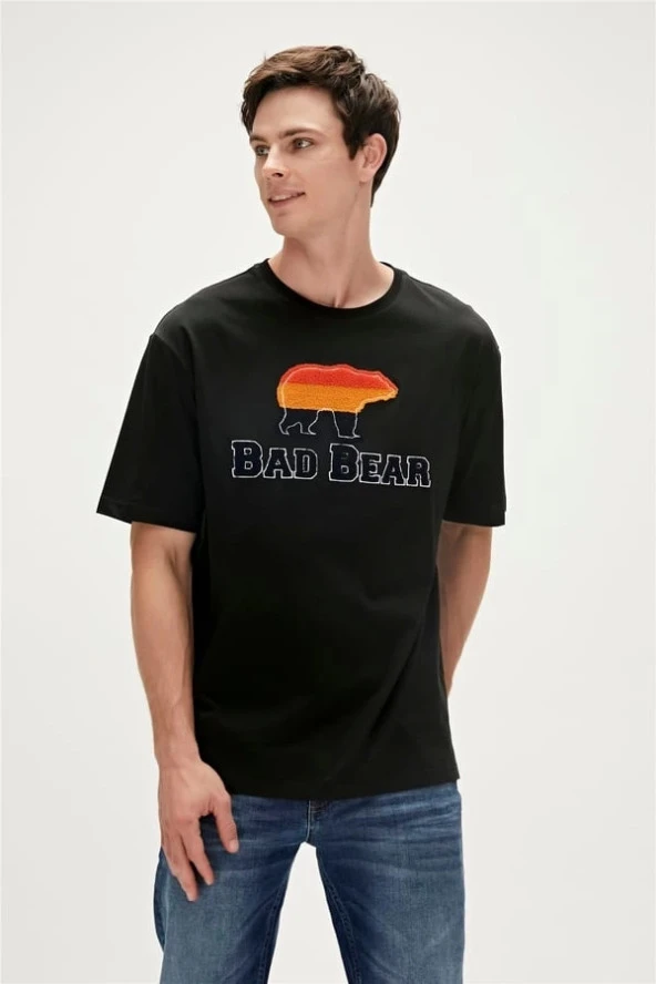 Bad Bear Tripart Black Men's T-Shirt - Resim 2