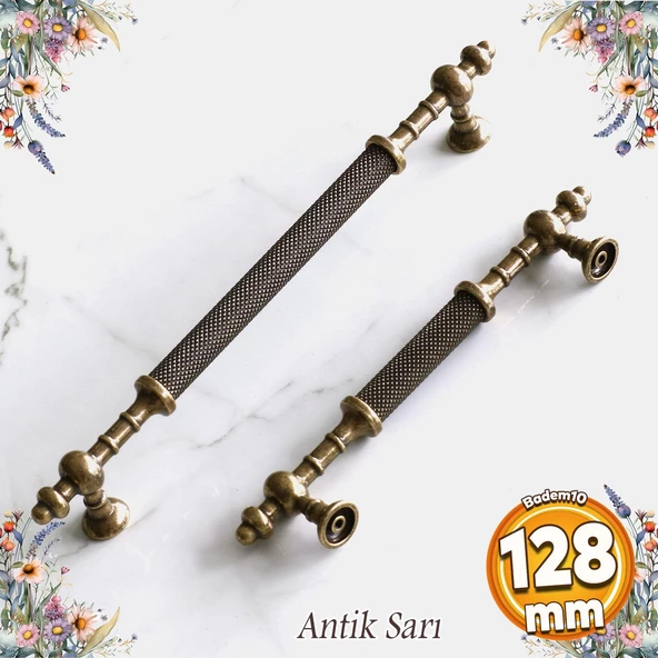 Ladin Eskitme Antik Sarı Metal 128 mm Mobilya Mutfak Çekmece Dolap Dolabı Kulpu Kulbu Kulpları ürün görseli 1