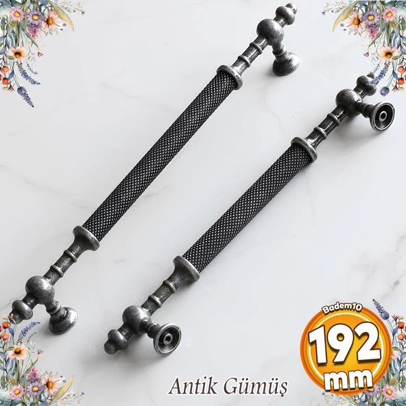 Ladin Eskitme Antik Gümüş Metal 192 mm Mobilya Mutfak Çekmece Dolap Dolabı Kulpu Kulbu Kulpları ürün görseli 1