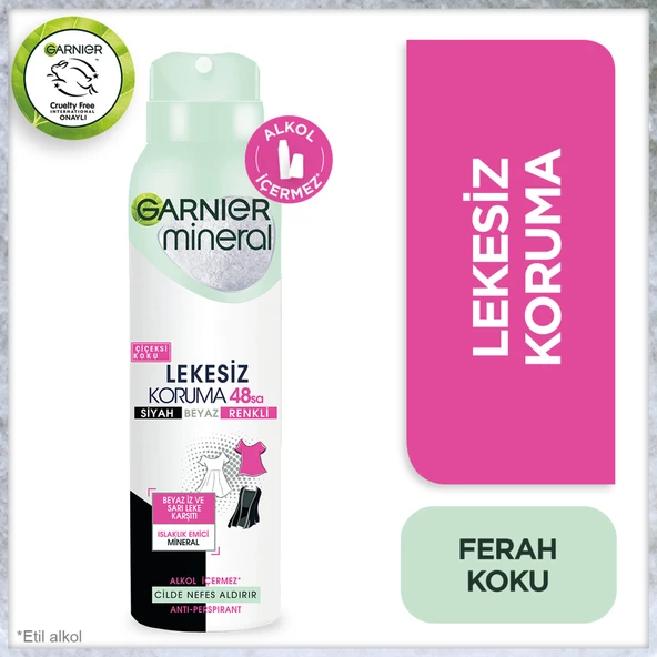 Garnier Mineral Lekesiz Koruma Ferah Koku Sprey Deodorant 150 Ml ürün görseli 1