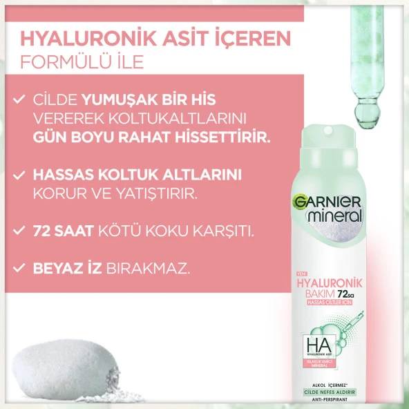 Garnier Mineral Hyaluronik Bakım Sprey Deodorant - Resim 3