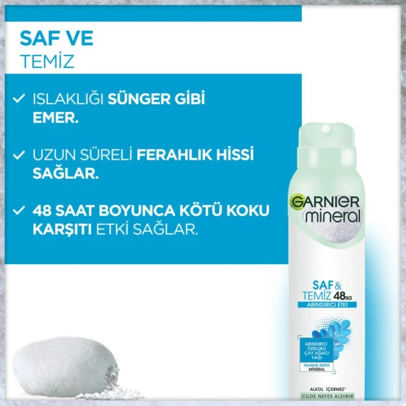 Garnier Mineral Saf&Temiz Sprey Deodorant - Resim 7